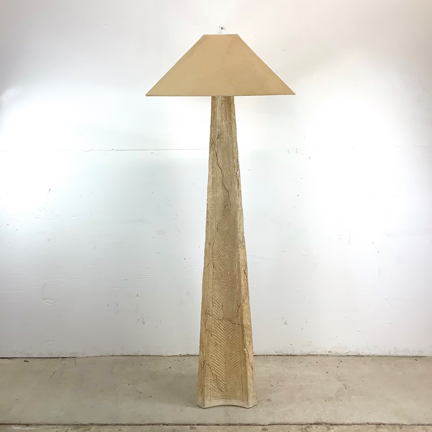 Vintage Modern Stone Obelisk Floor Lamp - image-4