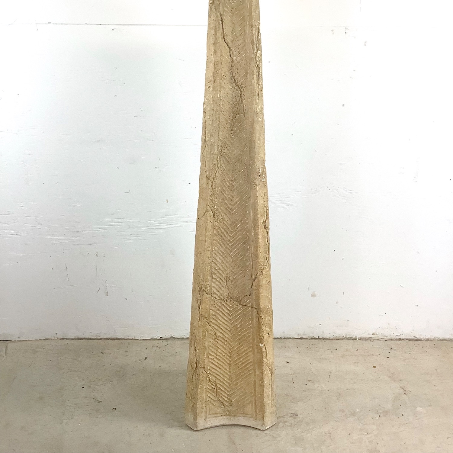 Vintage Modern Stone Obelisk Floor Lamp - image-3