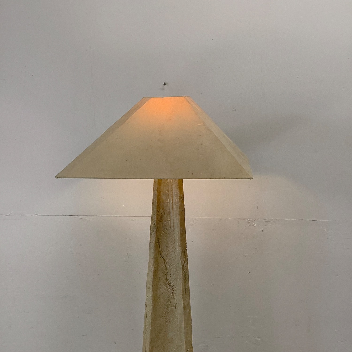 Vintage Modern Stone Obelisk Floor Lamp - image-13