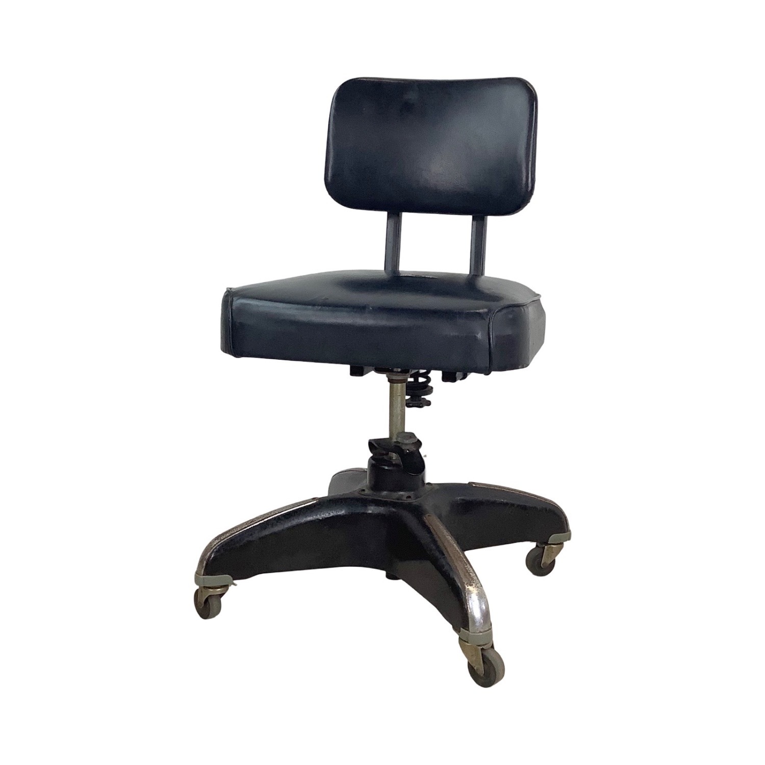 Vintage Industrial Rolling Steel Tanker Chair - image-1