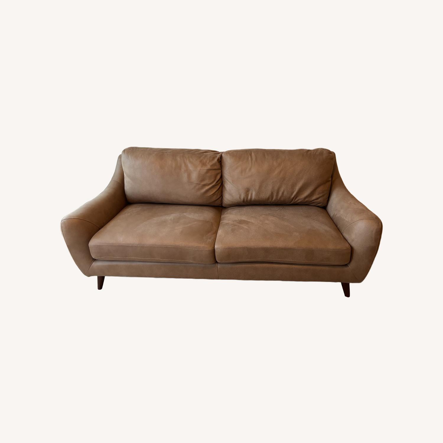 Light Brown Faux Leather 2 Seater Sofa - image-0