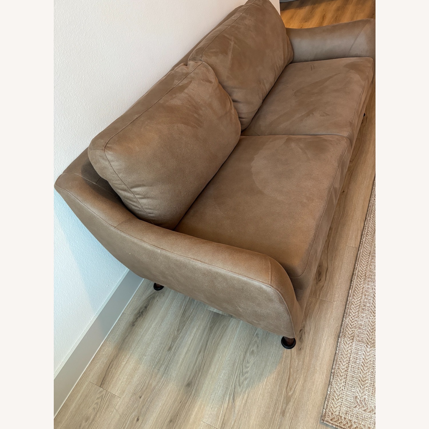 Light Brown Faux Leather 2 Seater Sofa - image-2