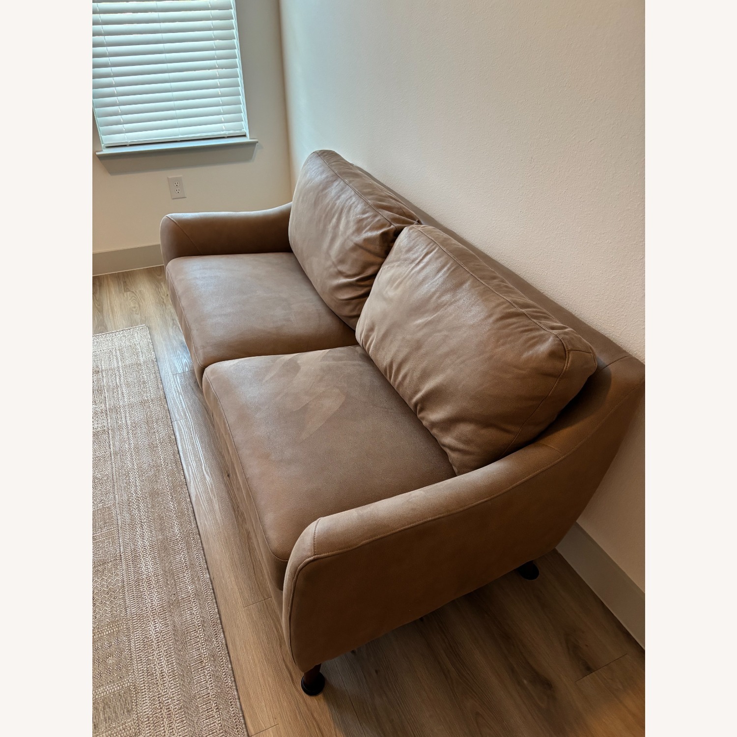 Light Brown Faux Leather 2 Seater Sofa - image-3