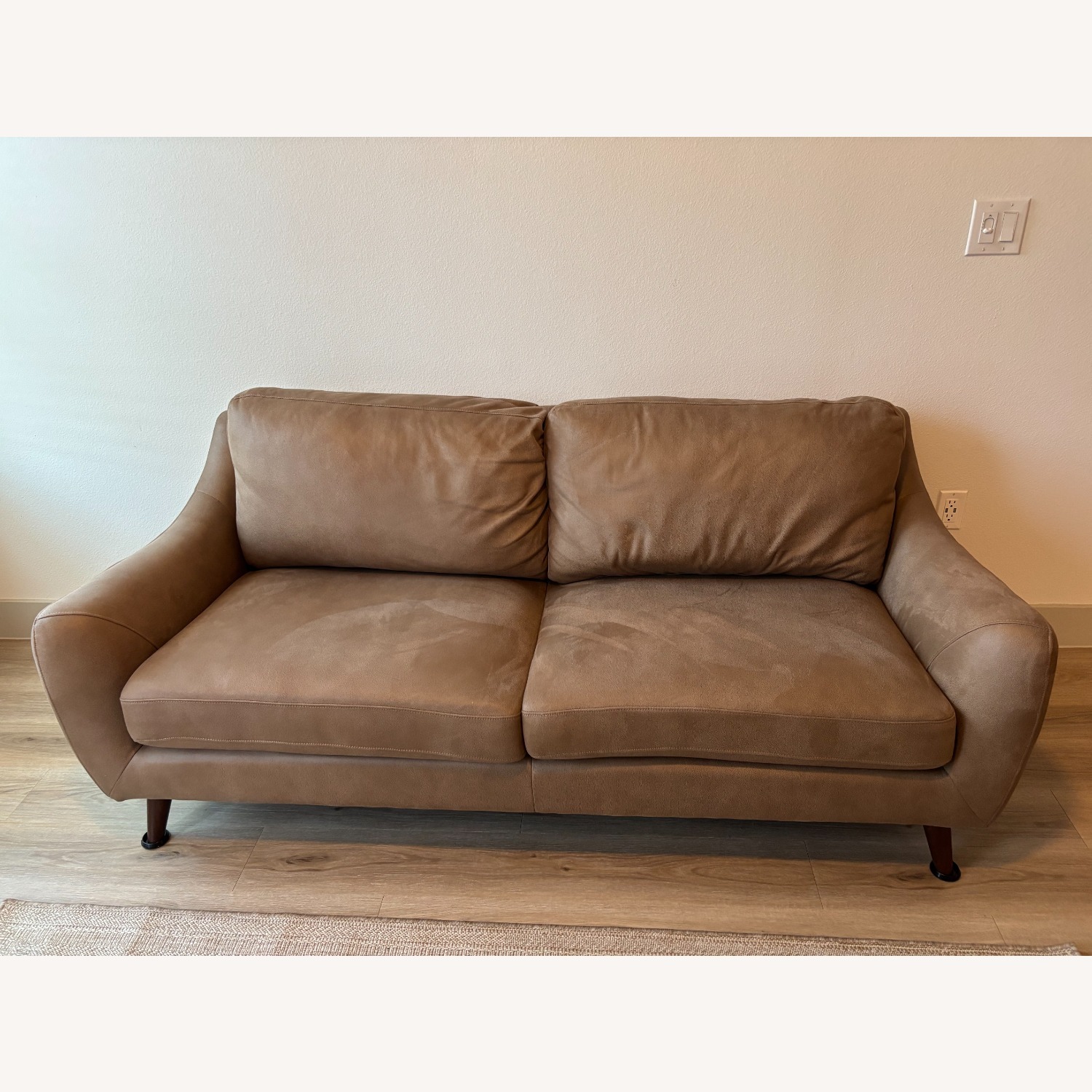 Light Brown Faux Leather 2 Seater Sofa - image-1