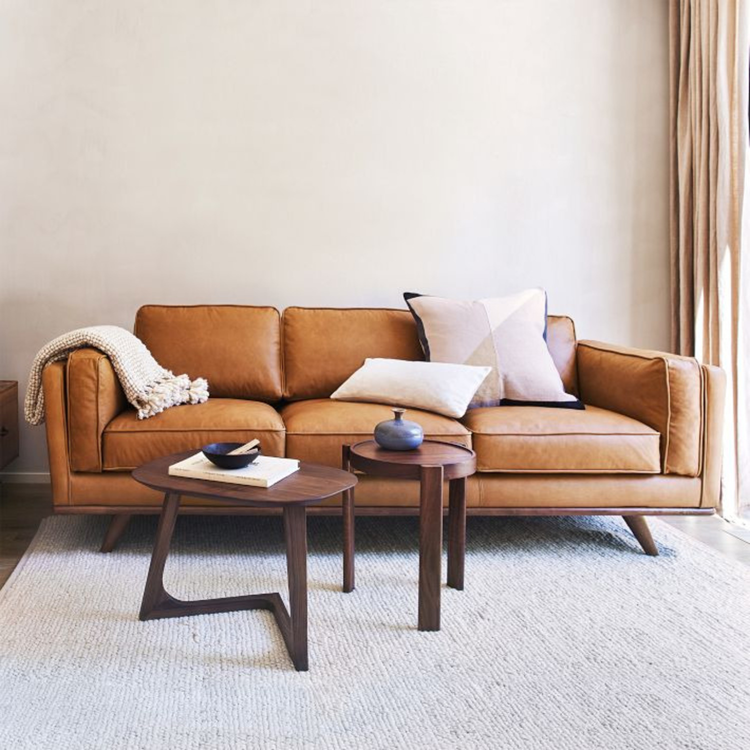 West Elm Leather 3+ Seater Sofa - image-3