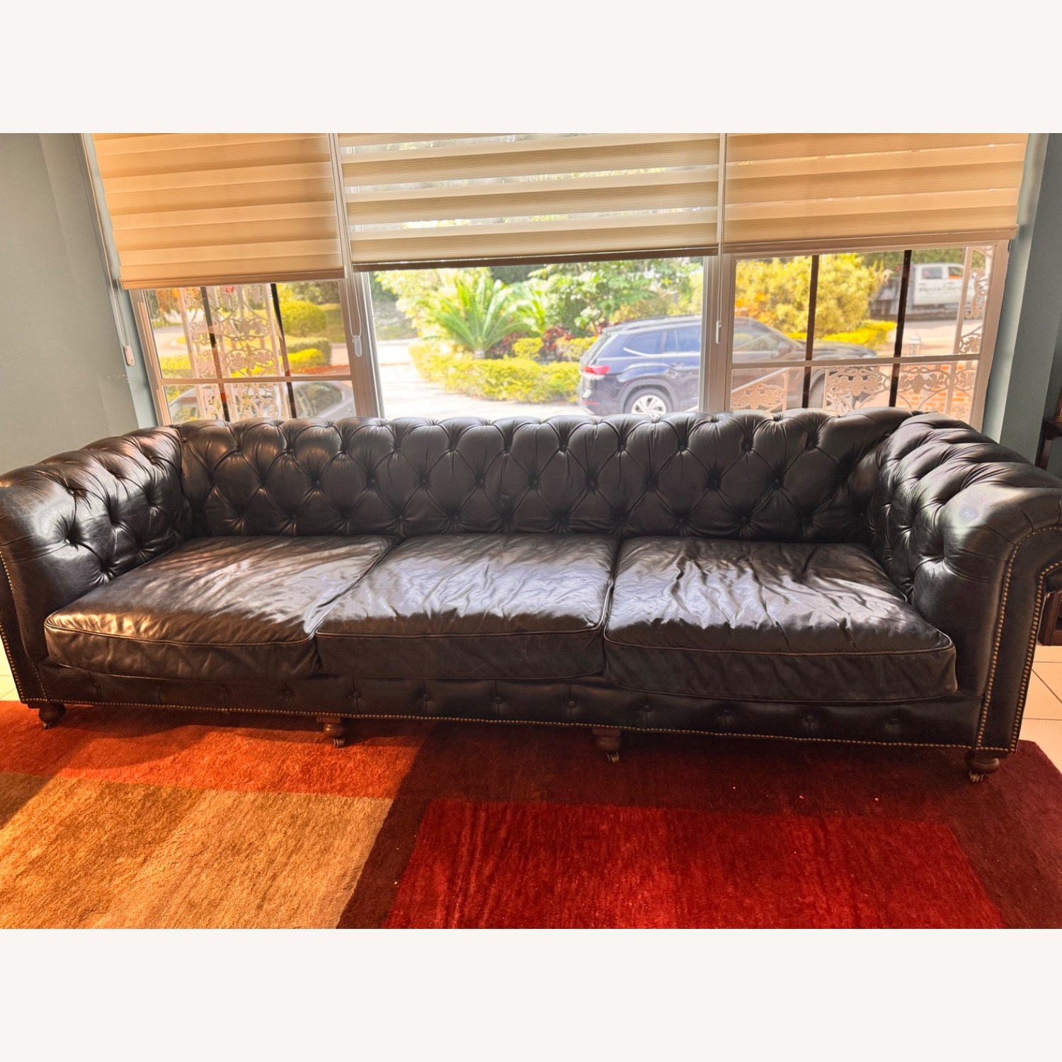 Restoration Hardware Kensington Leather Sofa - image-2