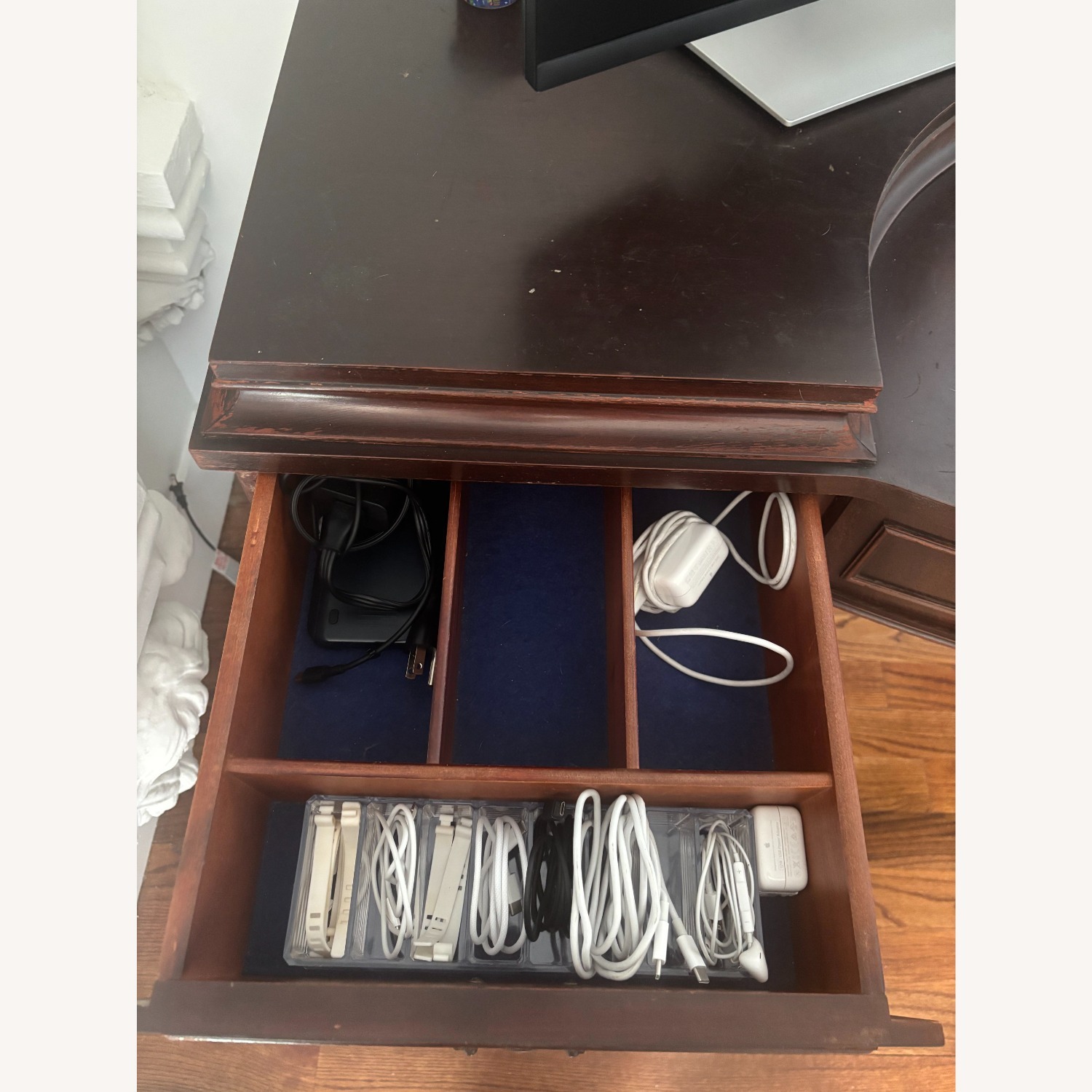 Dark Brown Wood Desk - image-3