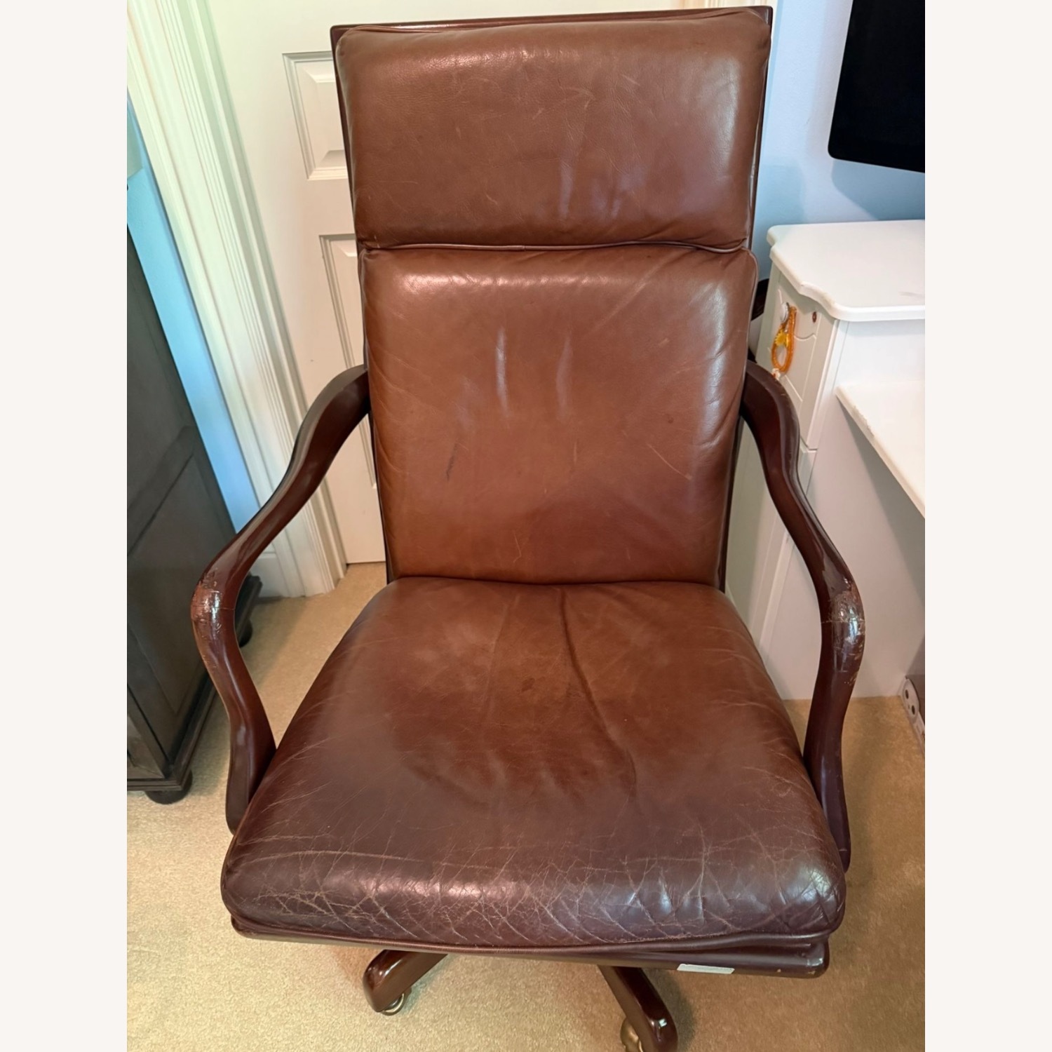 Hancock & Moore Dark Brown Leather Office Chair - image-1