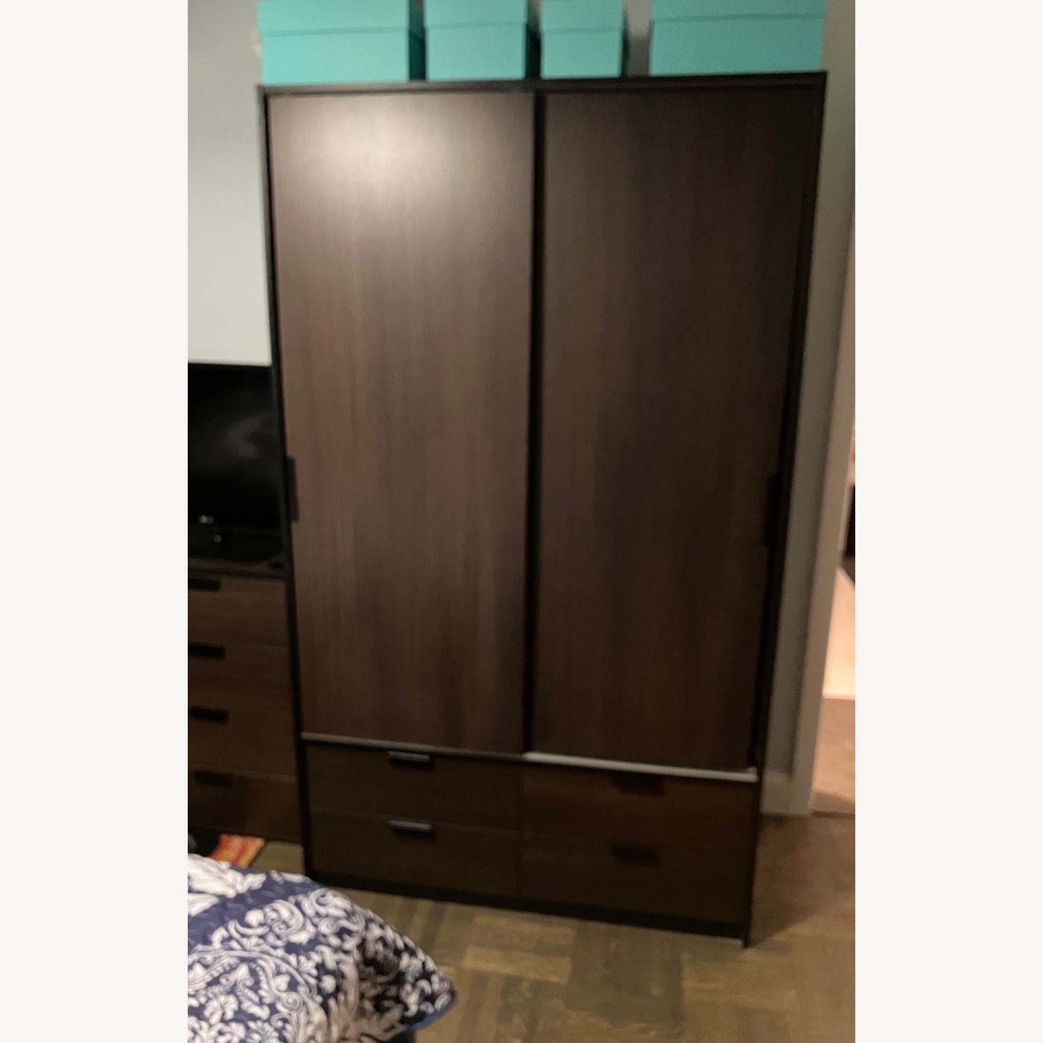 Big Brown Wardrobe Sliding Doors + 4 Draws - image-2