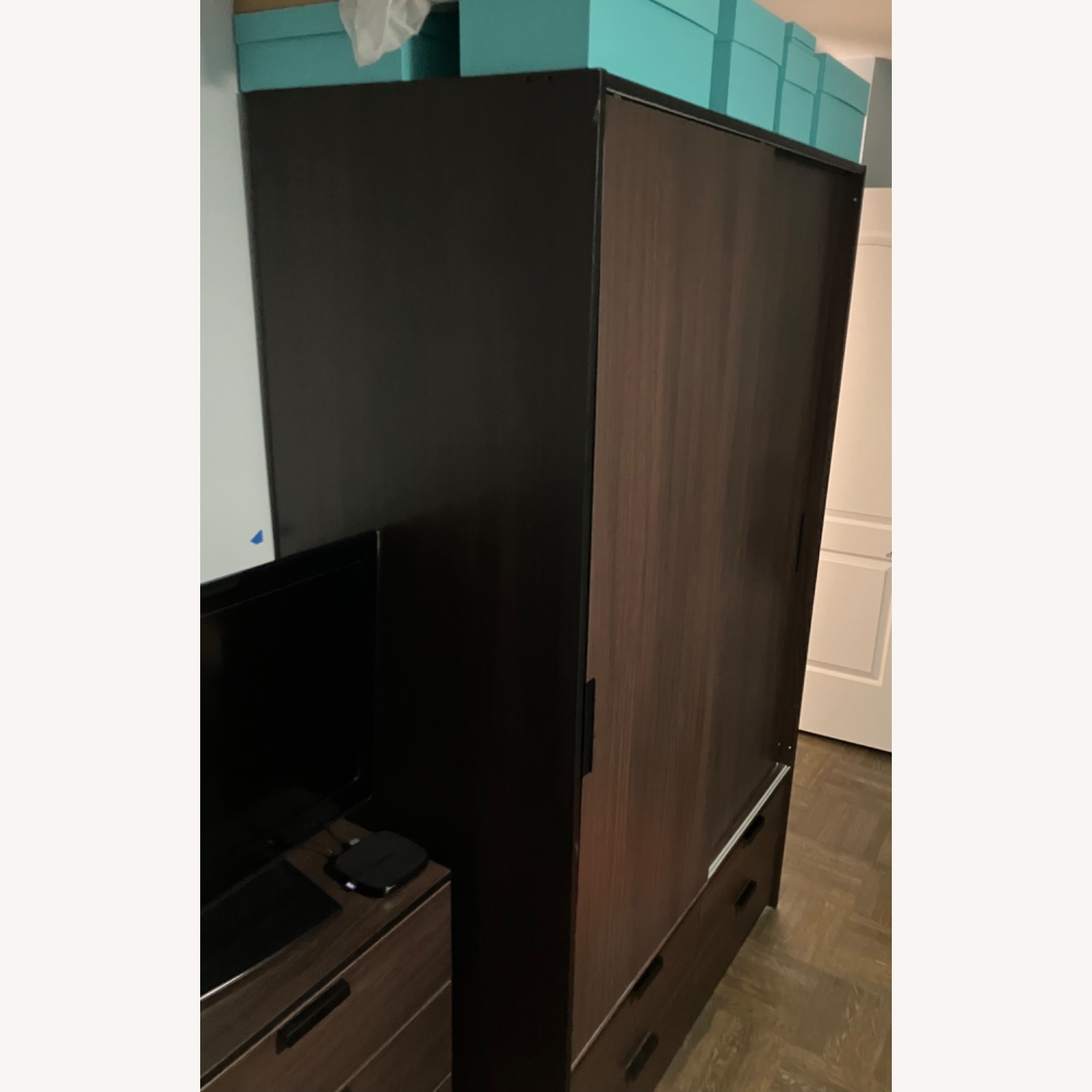 Big Brown Wardrobe Sliding Doors + 4 Draws - image-4