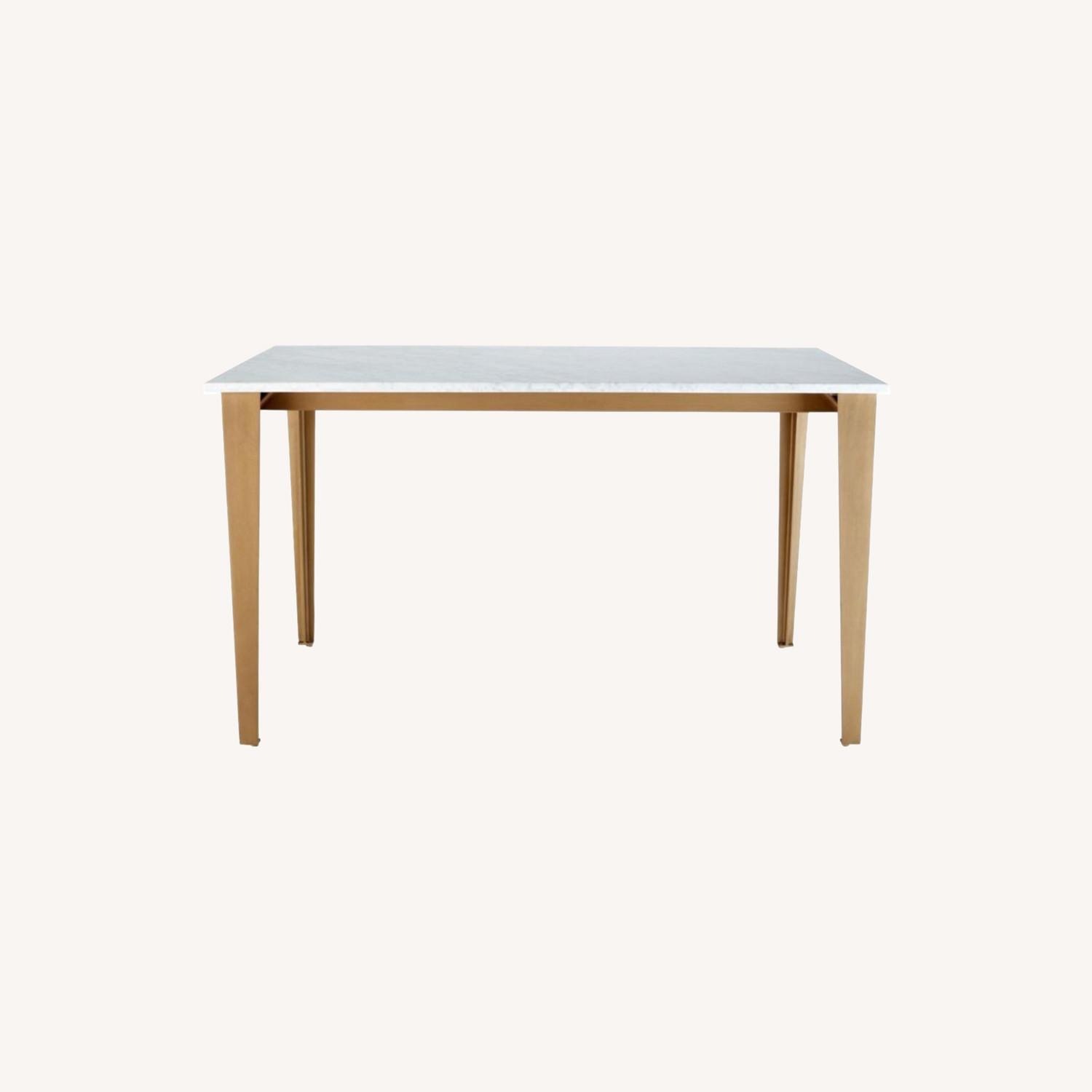 CB2 Paradigm 54" Carrara Marble Brass Dining Table - image-4