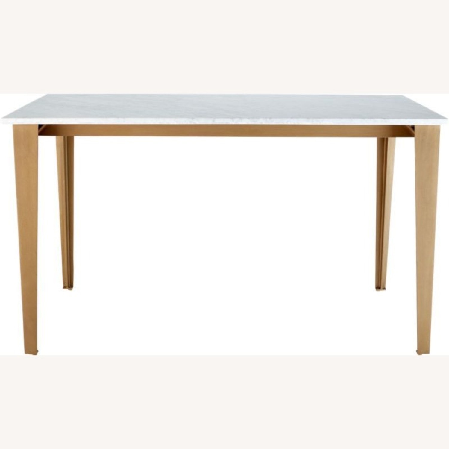 CB2 Paradigm 54" Carrara Marble Brass Dining Table - image-6