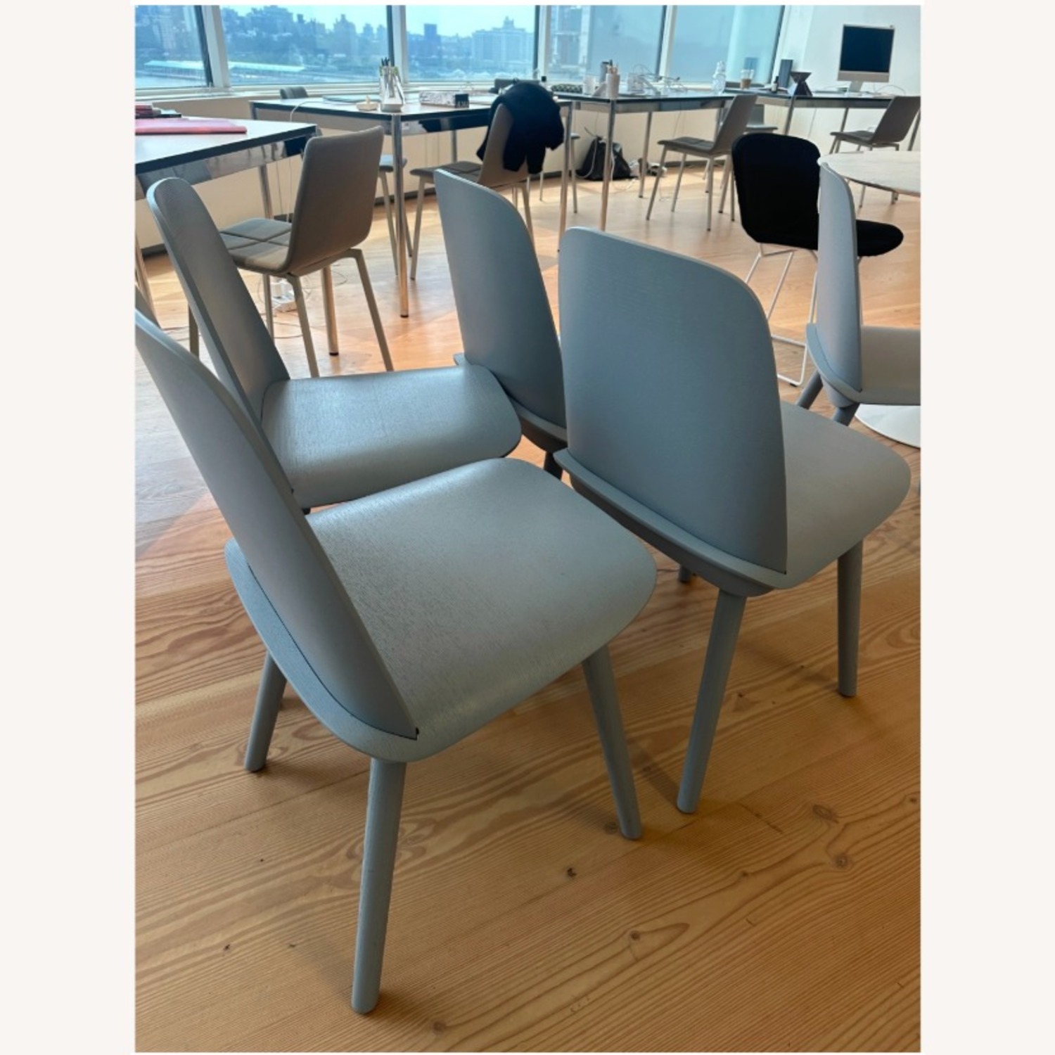 Design Within Reach Light Gray Wood Dining Chairs - image-1