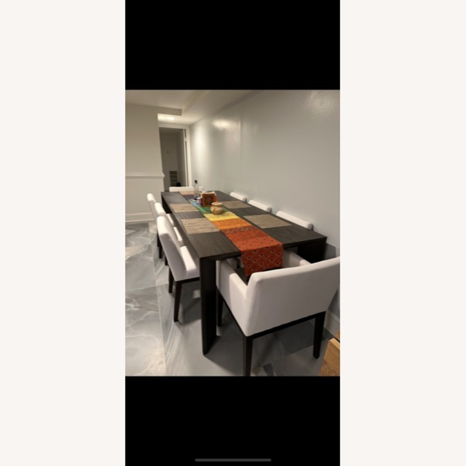 Parsons Table + 8 Morgan Track Fabric Armchairs - image-7