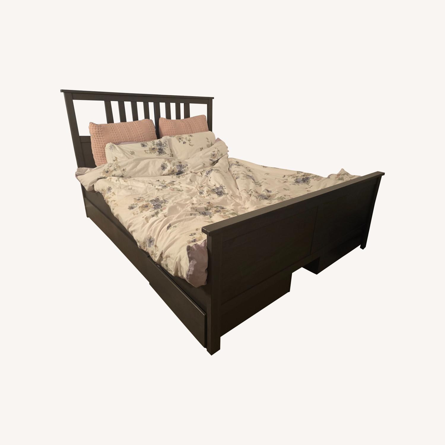 IKEA Hemnes Dark Gray Queen Bed - image-0
