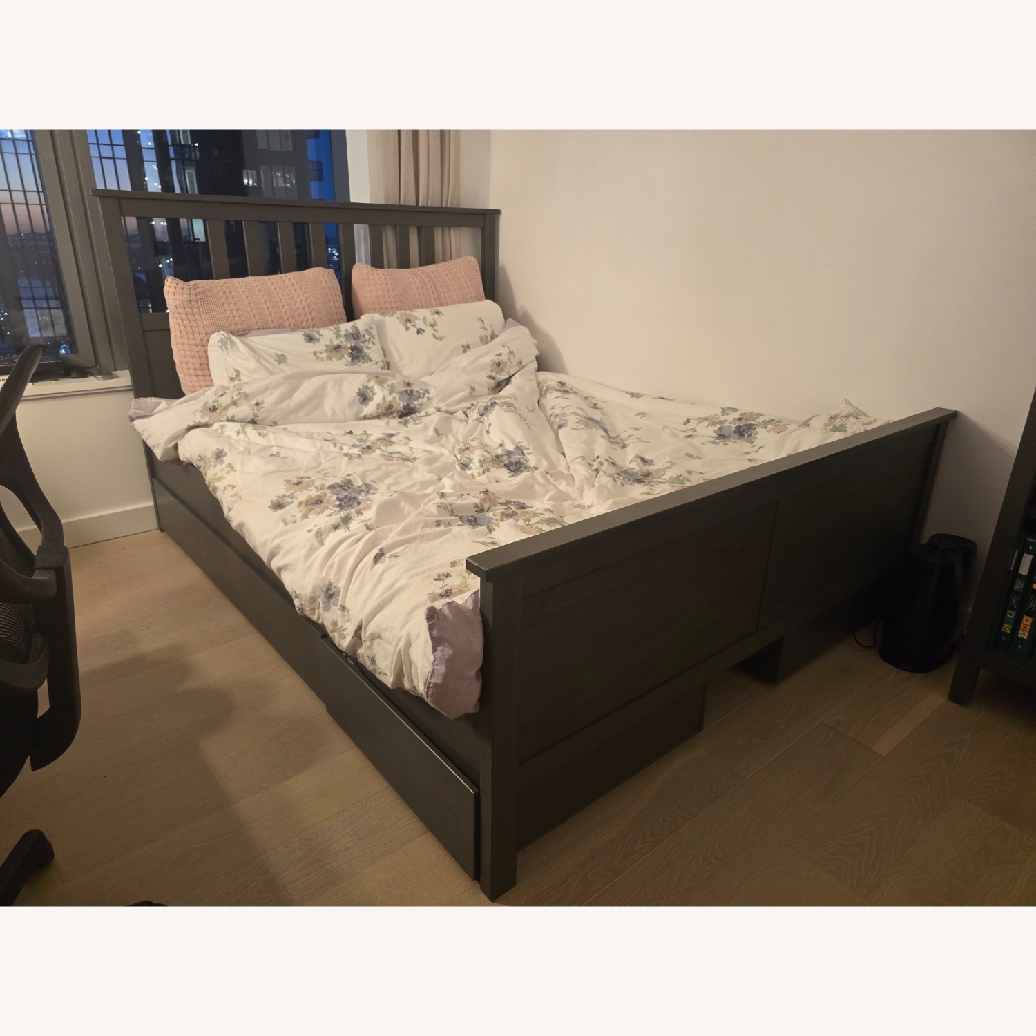 IKEA Hemnes Dark Gray Queen Bed - image-1