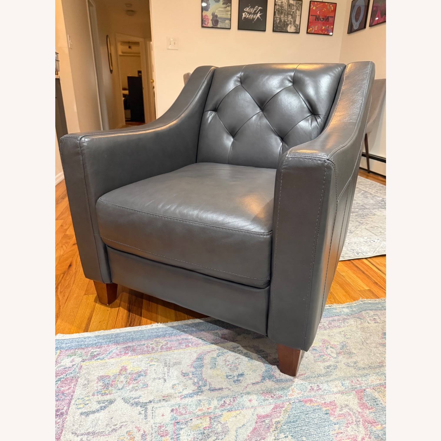 Chateau D'ax Dark Gray Leather Armchair - image-5