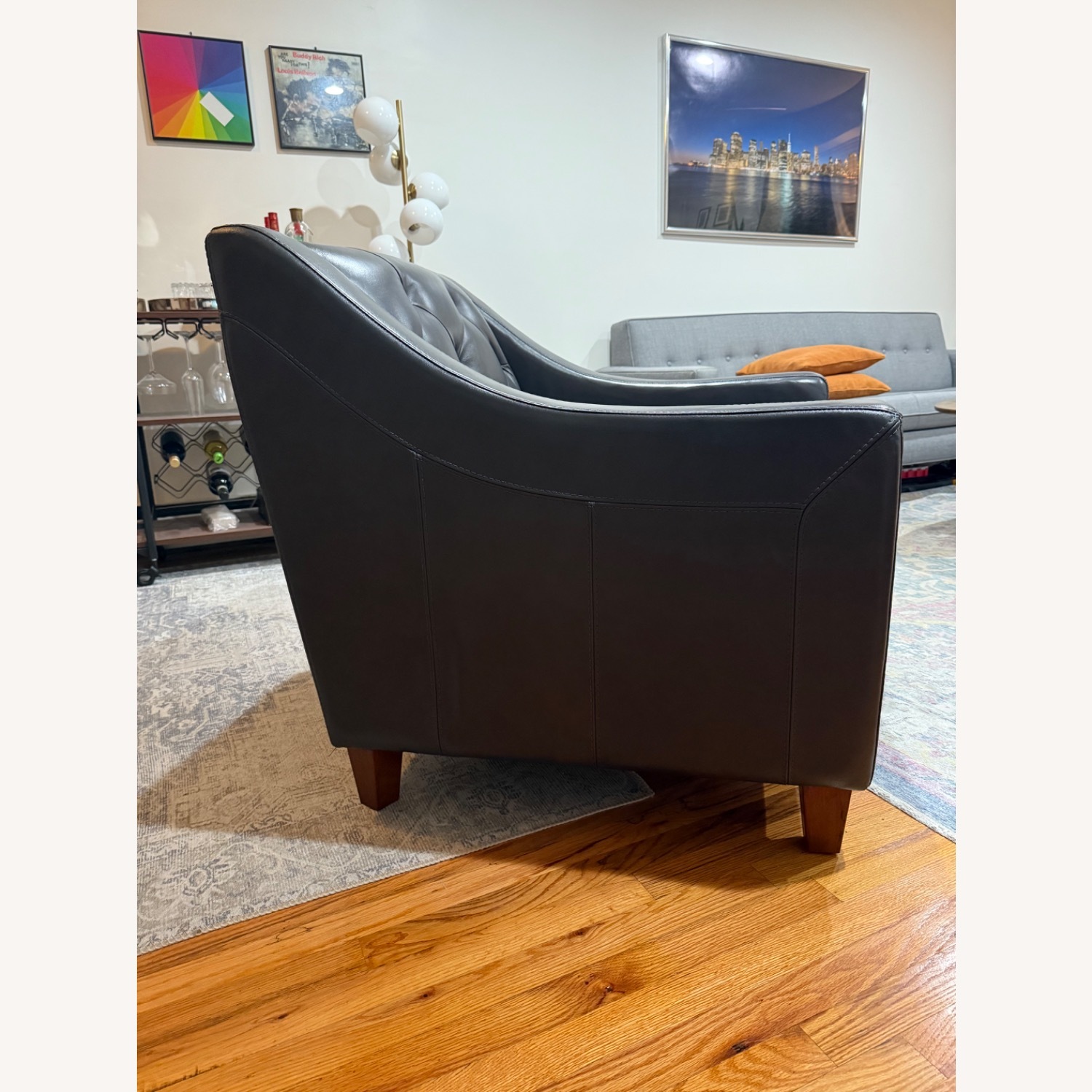 Chateau D'ax Dark Gray Leather Armchair - image-2