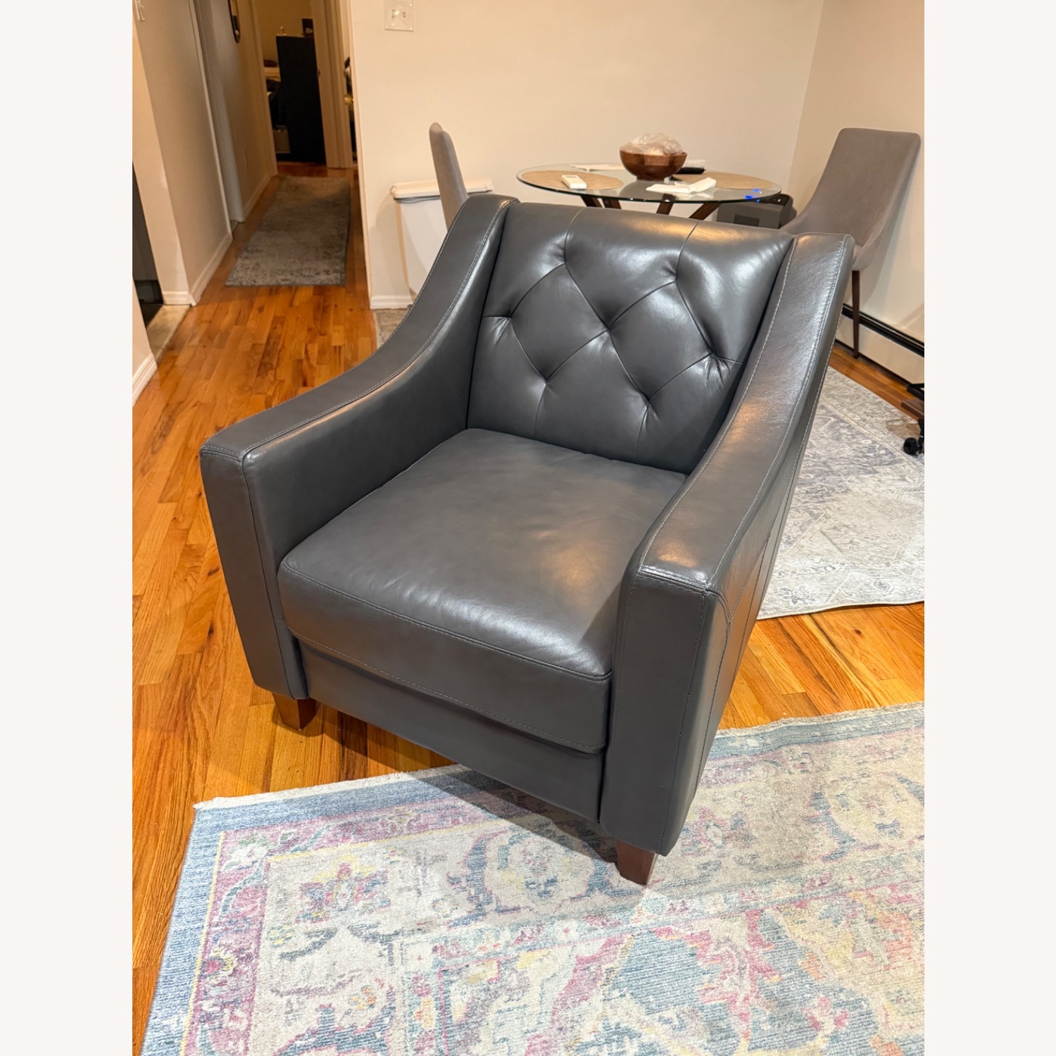 Chateau D'ax Dark Gray Leather Armchair - image-1
