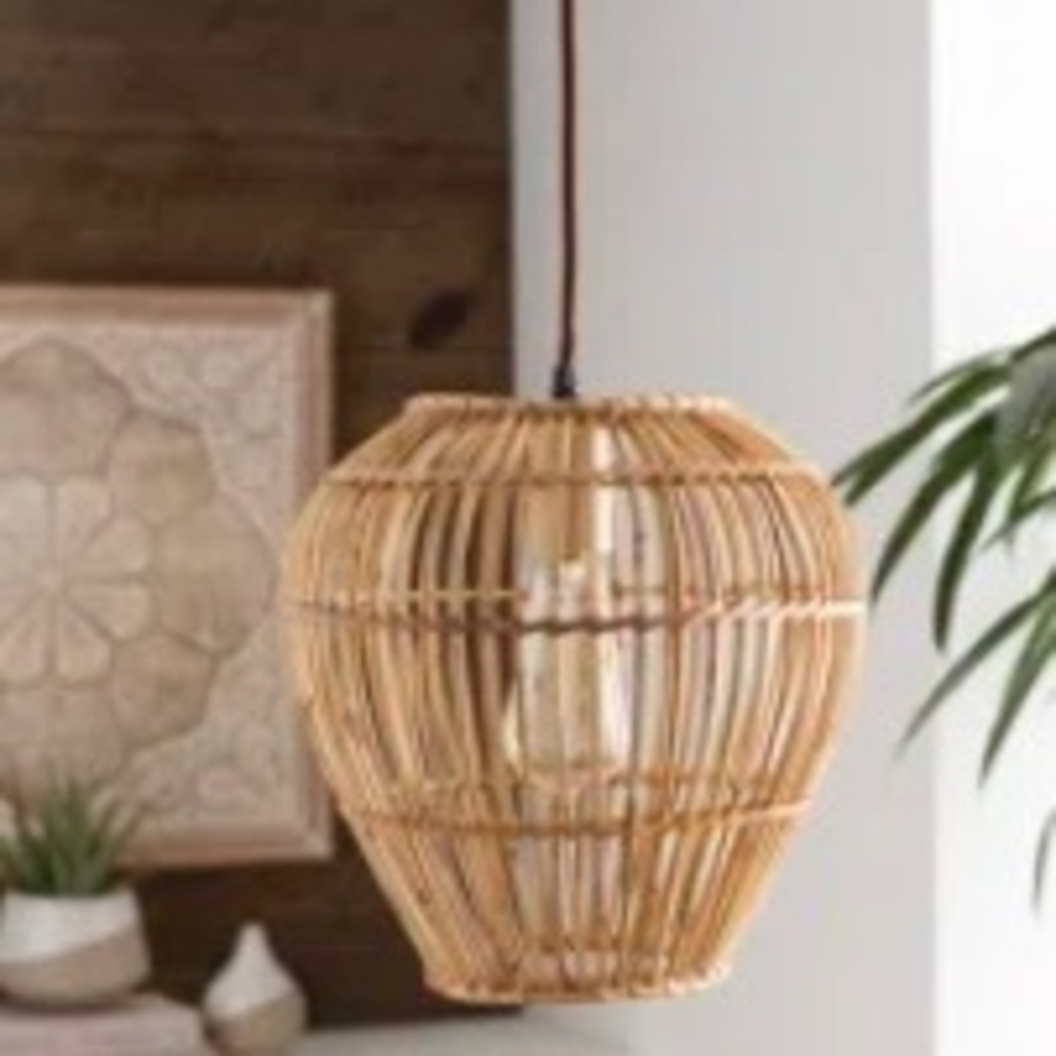 Birch Lane Natural Bamboo Hanging Plug Lamp - image-1