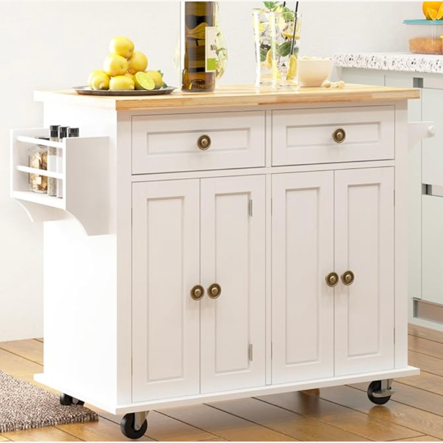 Amazon Sogesgame White Wood Kitchen Island - image-1