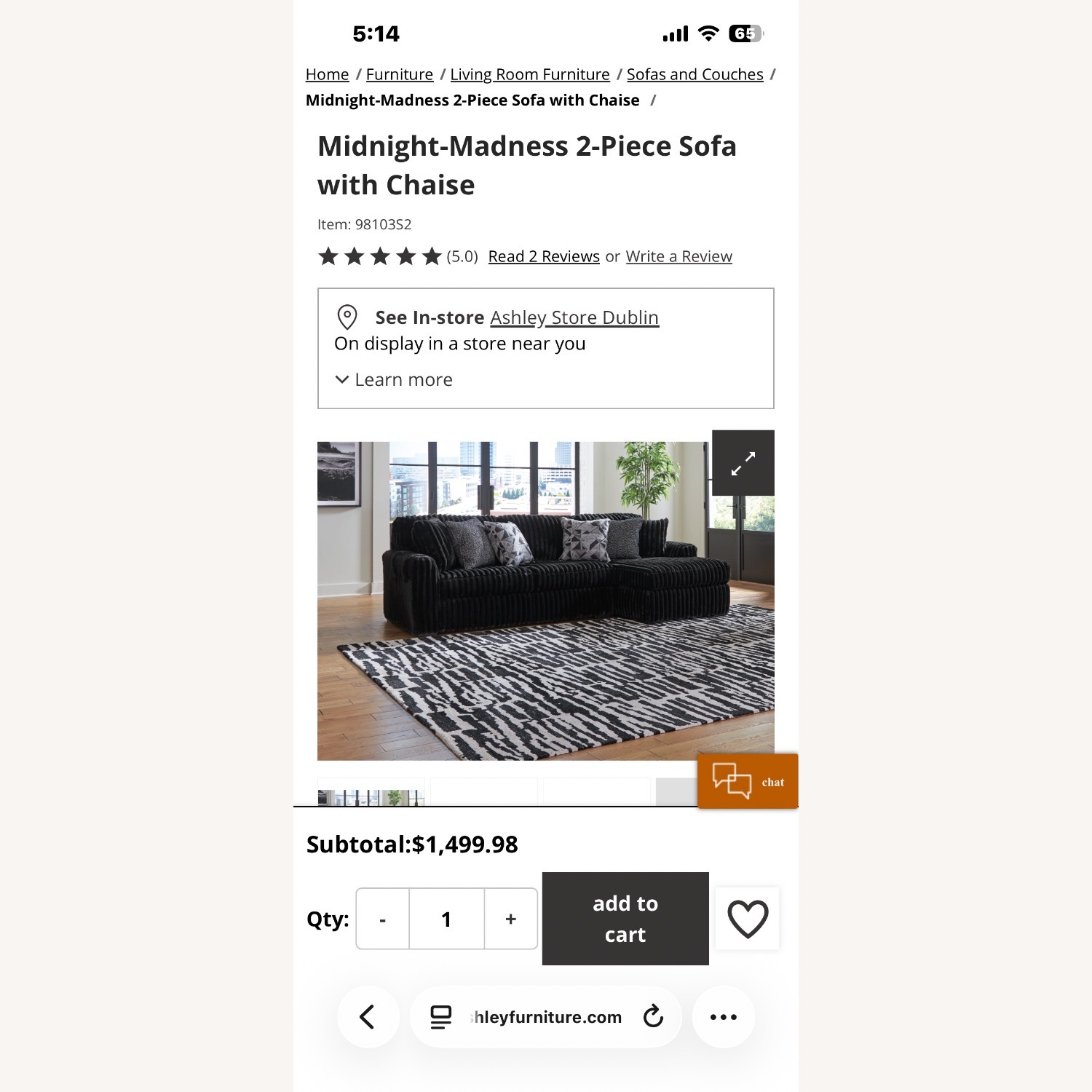 Ashley Furniture Midnight-Madness 2-Piece Sofa with Chaise - image-6