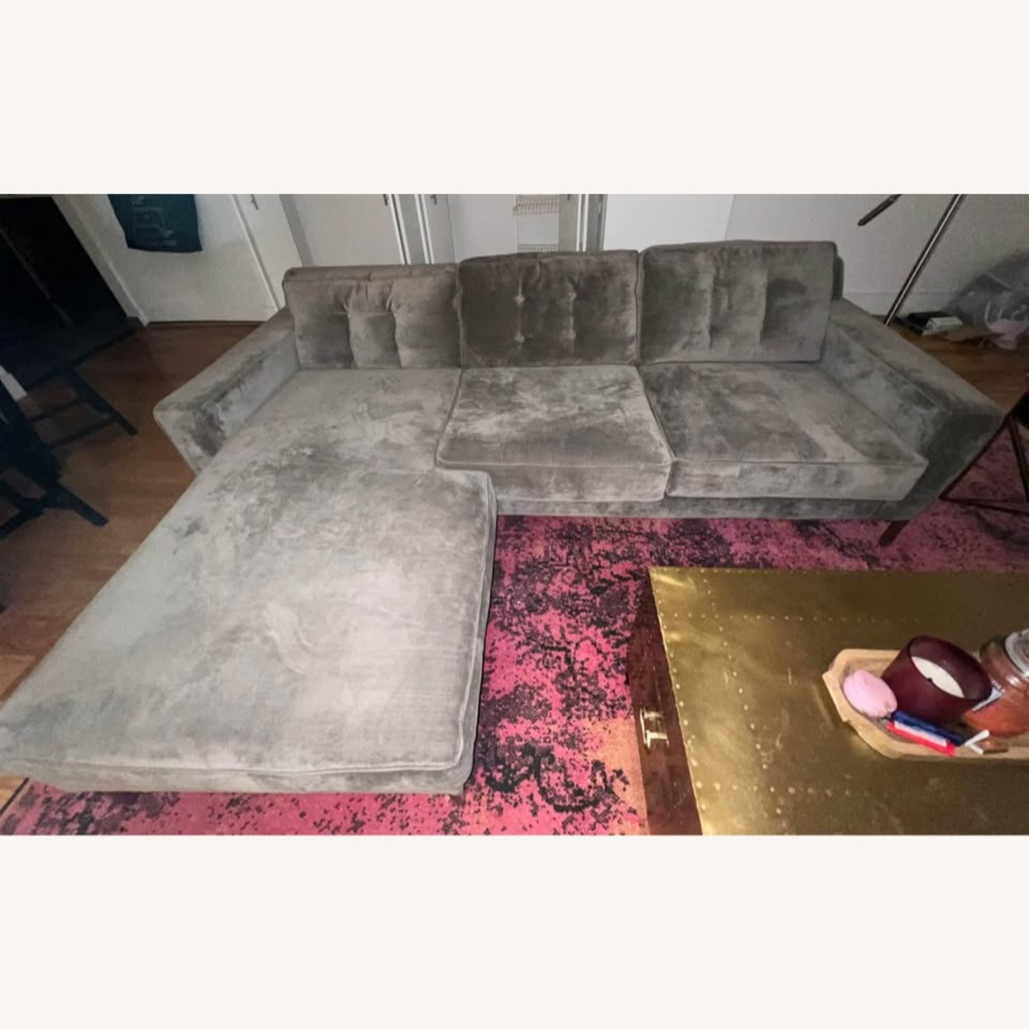 Dark Gray Fabric 3+ Seater Sofa - image-1