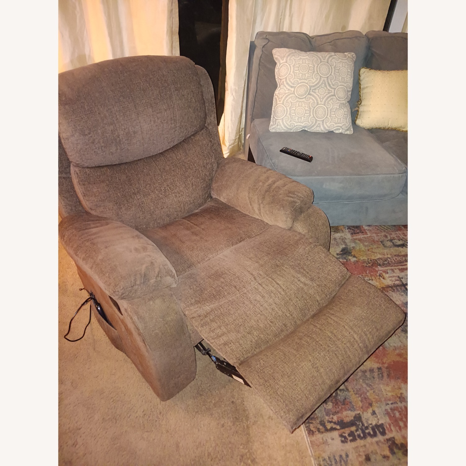 Light Brown Fabric Recliner - image-2