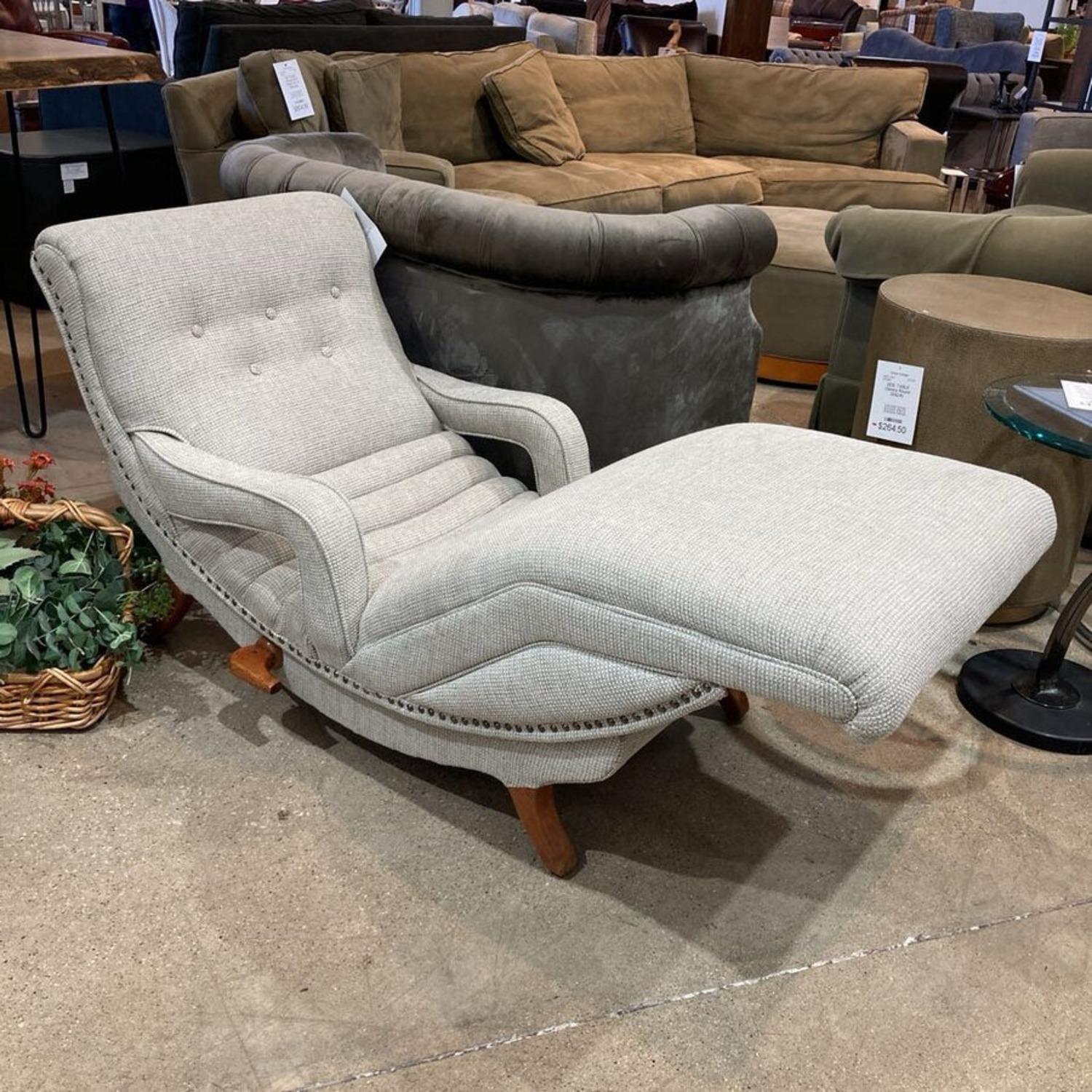 Vintage Contour Fabric Lounger Chair - image-2