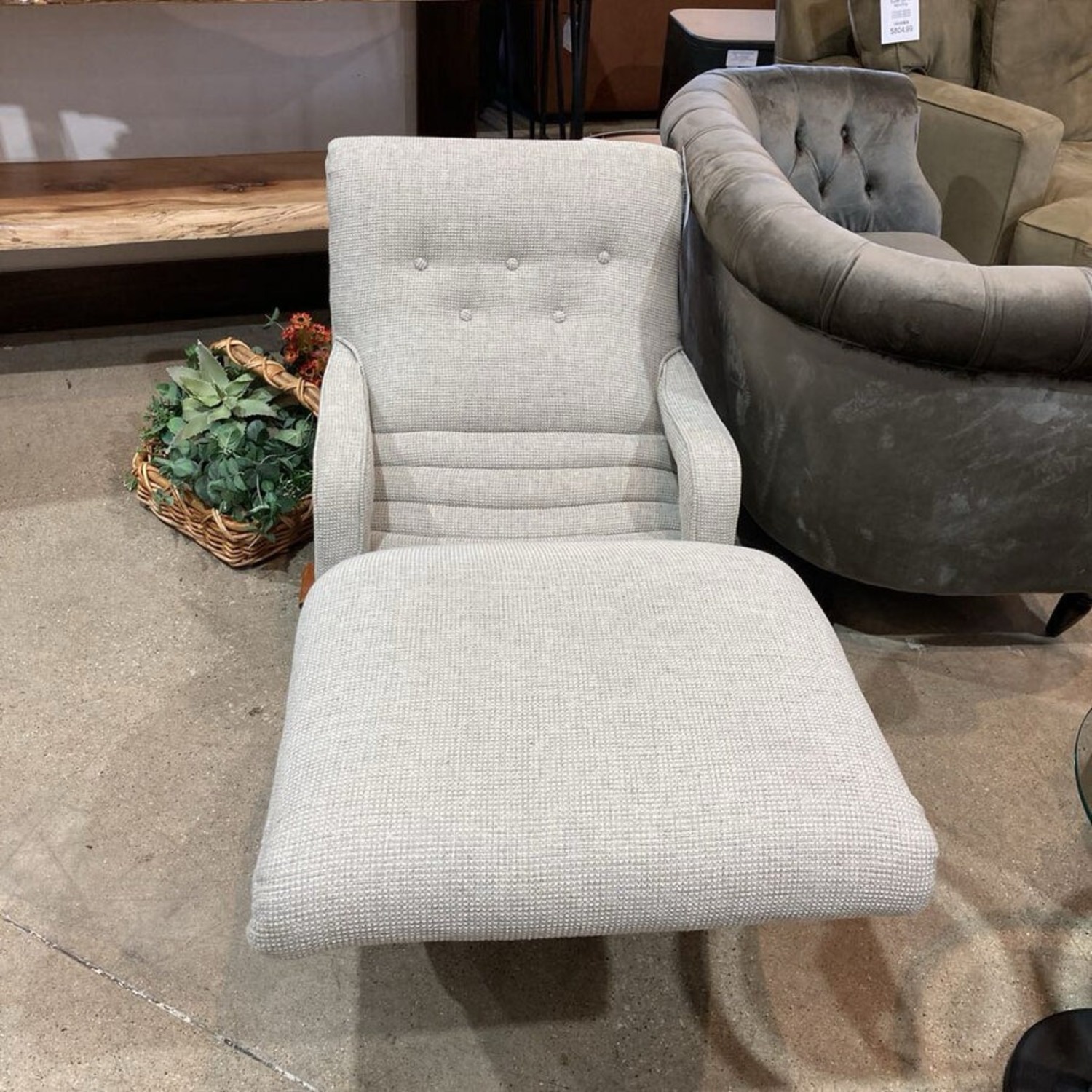 Vintage Contour Fabric Lounger Chair - image-6