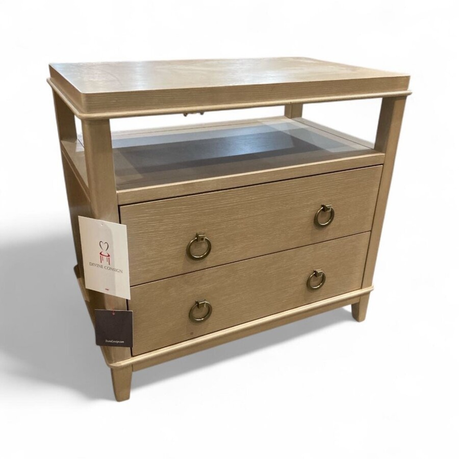 Highbury 2-Drawer W Open Shelf Nightstand - image-1