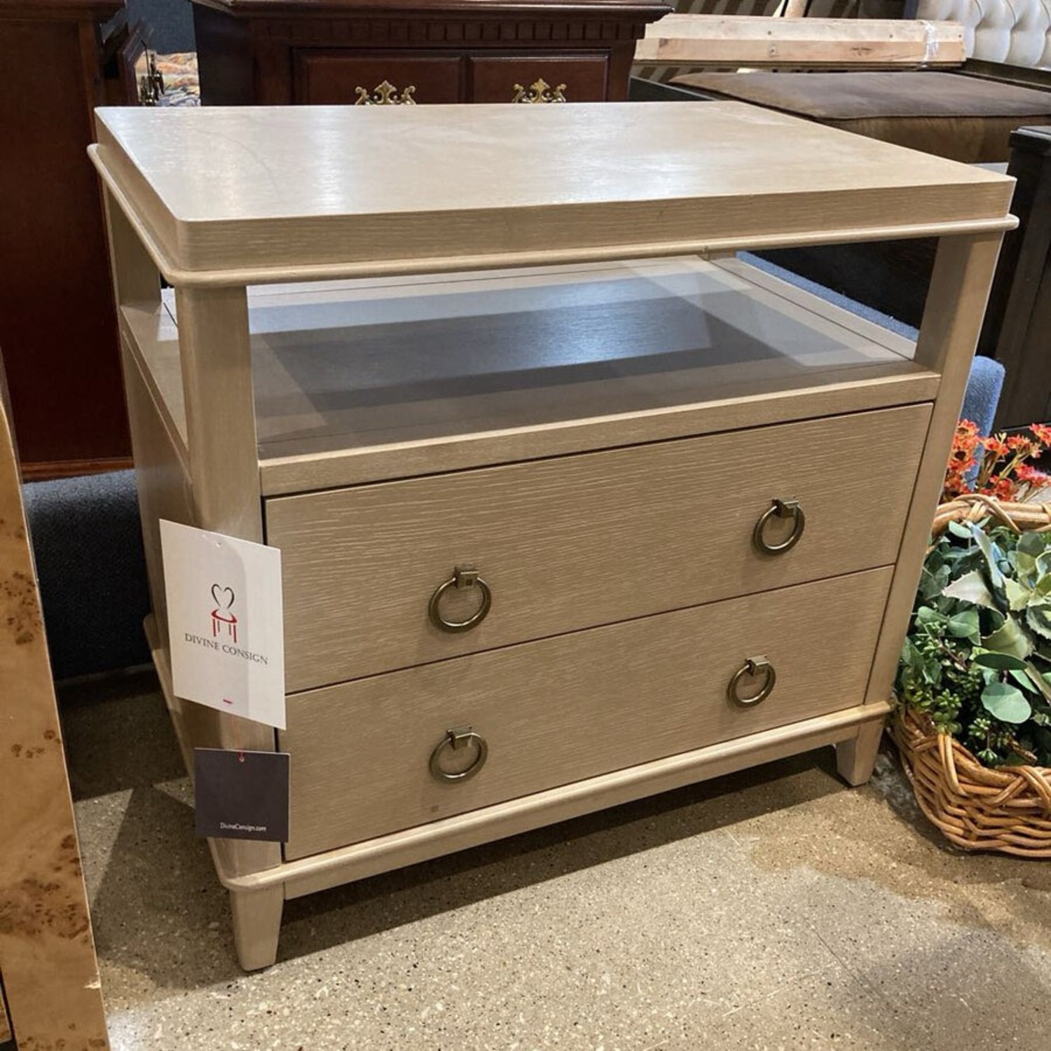 Highbury 2-Drawer W Open Shelf Nightstand - image-2