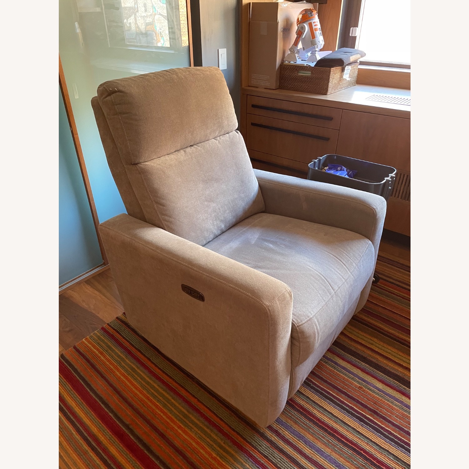 Nurture& Dark Gray Fabric Recliner - image-1