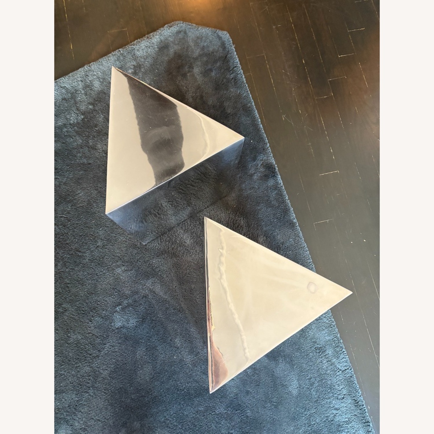 Pair of CB2 Tri Stainless Steel Side Tables - image-4