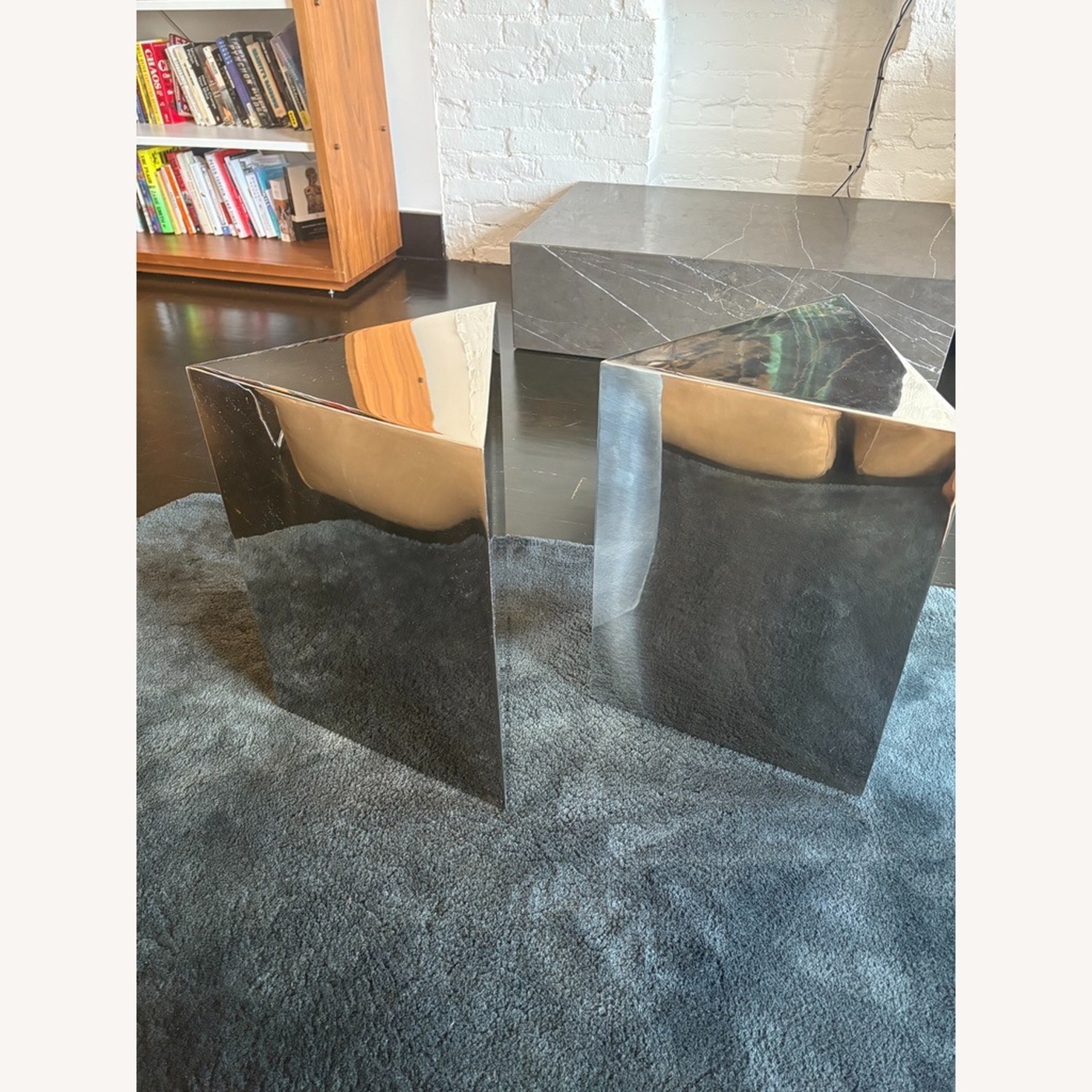Pair of CB2 Tri Stainless Steel Side Tables - image-5
