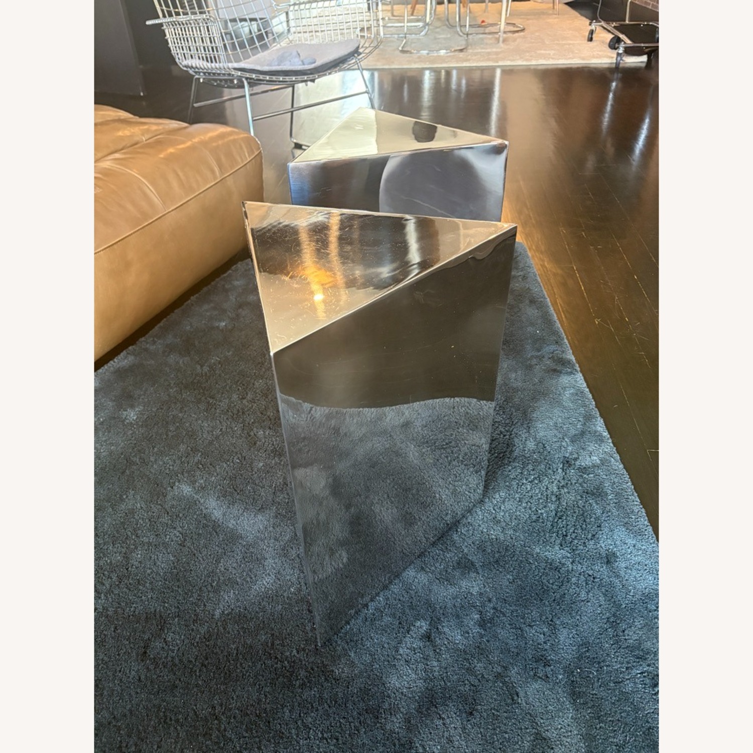 Pair of CB2 Tri Stainless Steel Side Tables - image-2