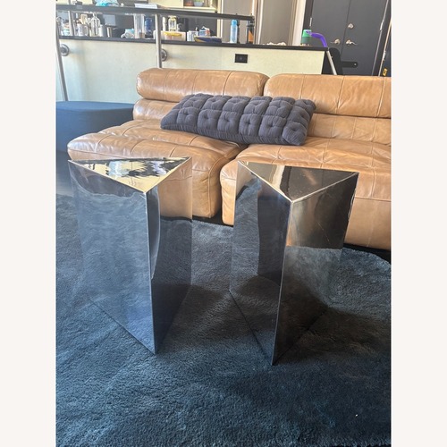 Used Pair of CB2 Tri Stainless Steel Side Tables for sale on AptDeco
