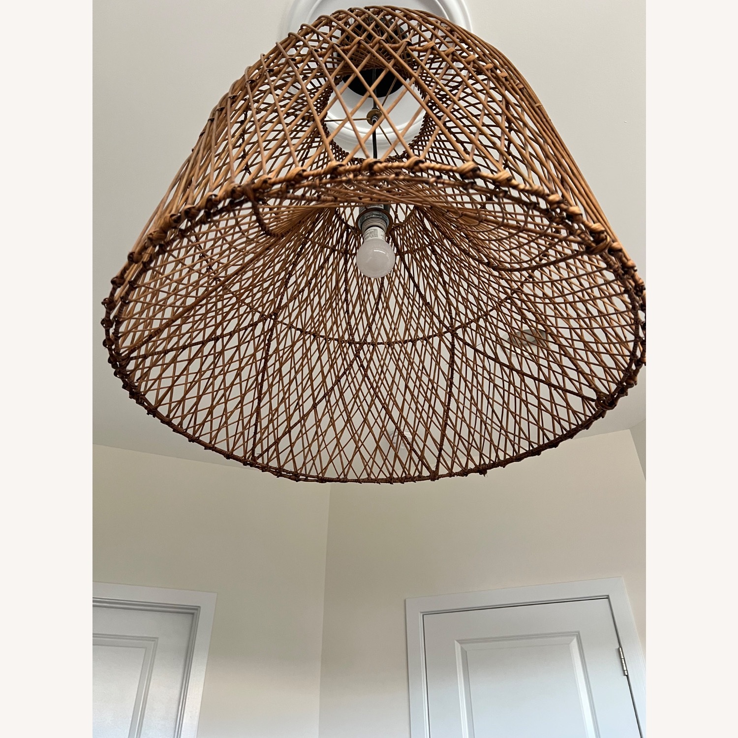 Crate & Barrel Dark Brown Wood Ceiling Lamp - image-4