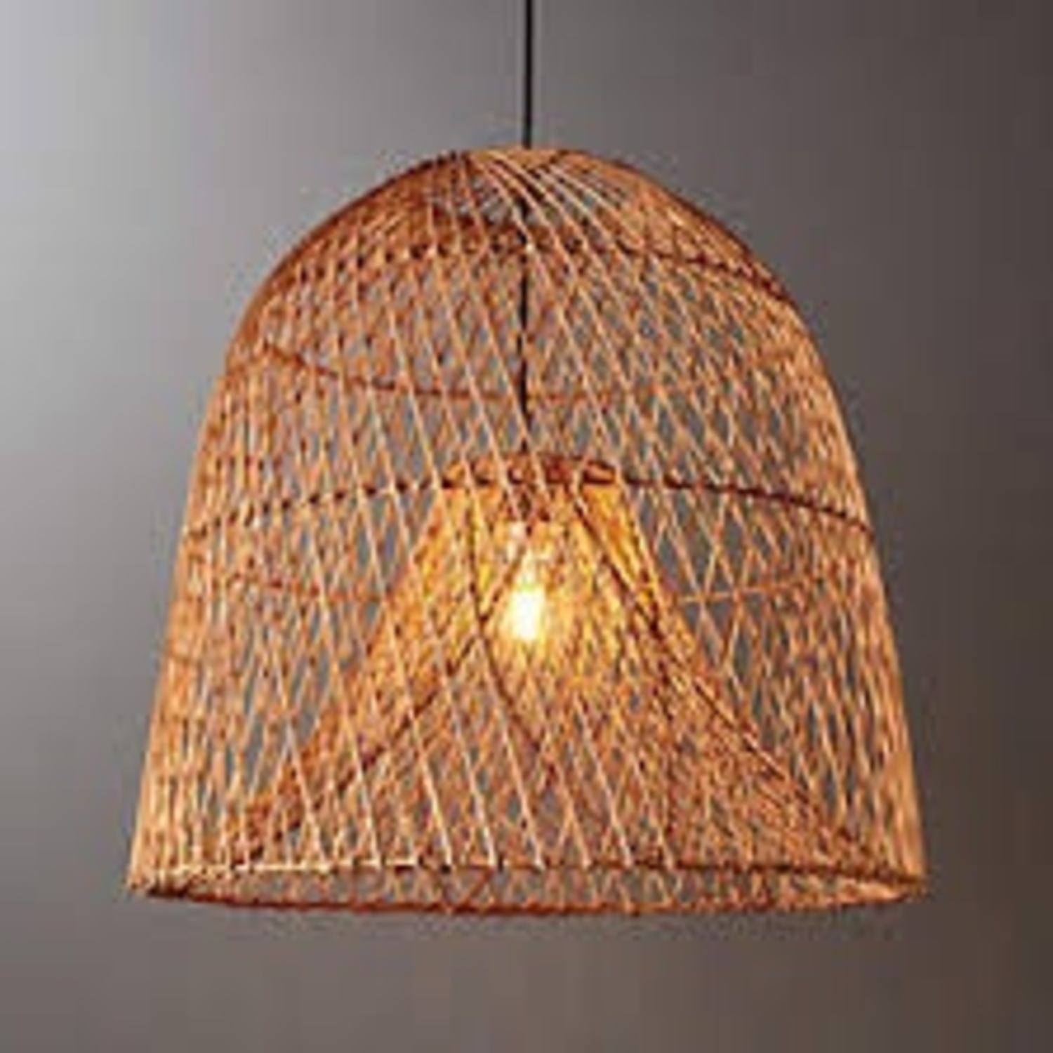 Crate & Barrel Dark Brown Wood Ceiling Lamp - image-5