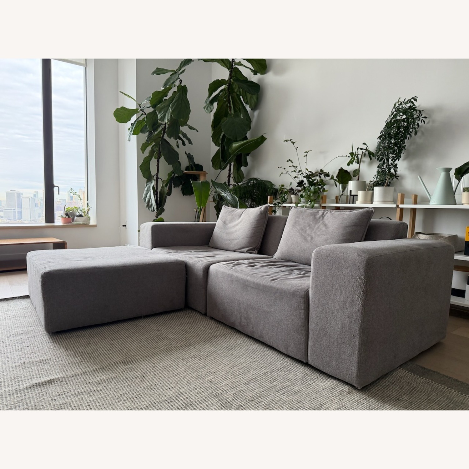 Floyd Gray Fabric Form Sectional with Ottoman - image-1