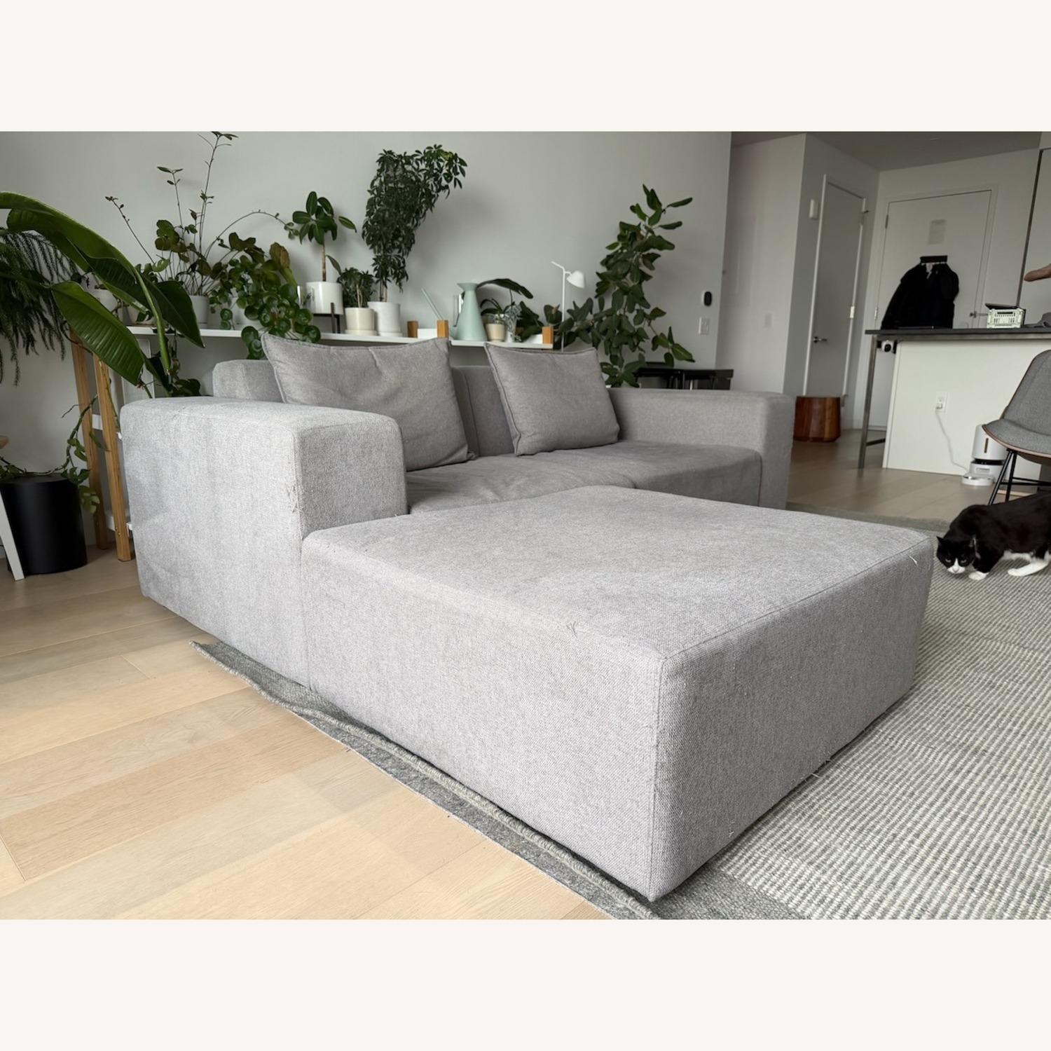 Floyd Gray Fabric Form Sectional with Ottoman - image-3