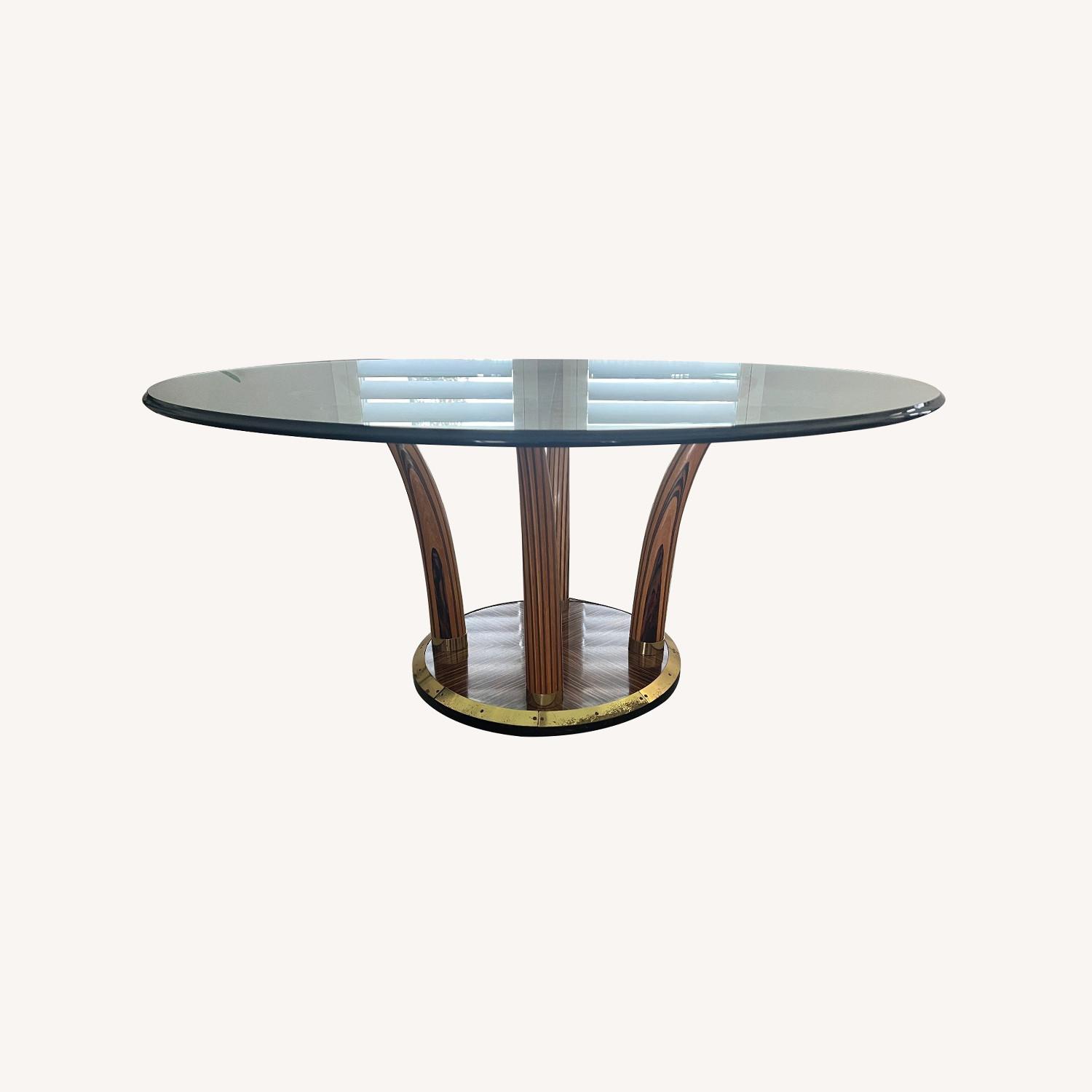 Henredon Zebra Wood Wood Dining Table Base - image-0
