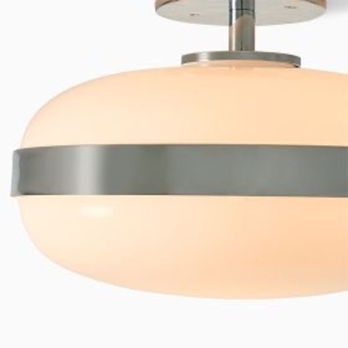Used West Elm Rocco White Glass Ceiling Lamp for sale on AptDeco