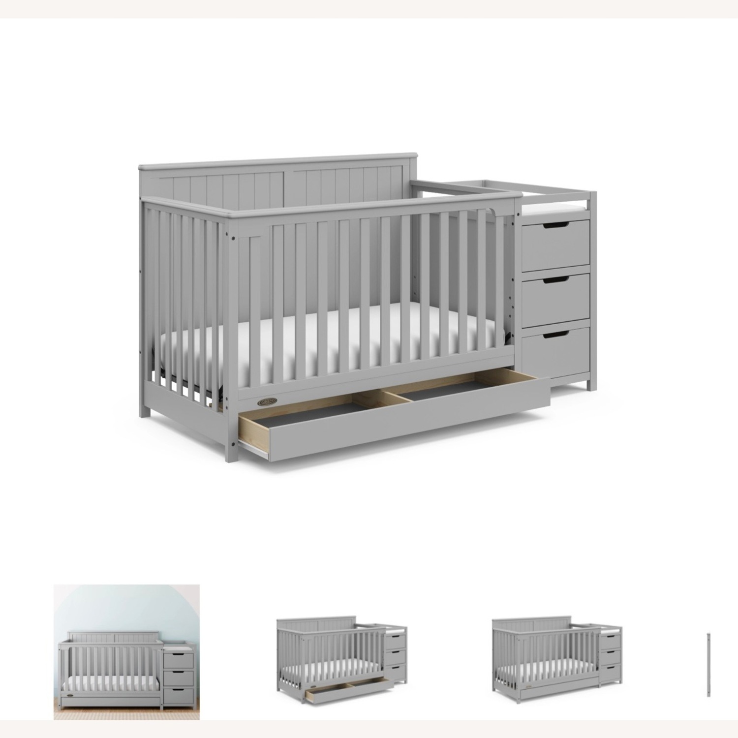 Graco Crib with Changing Table Converts to Bed - image-3