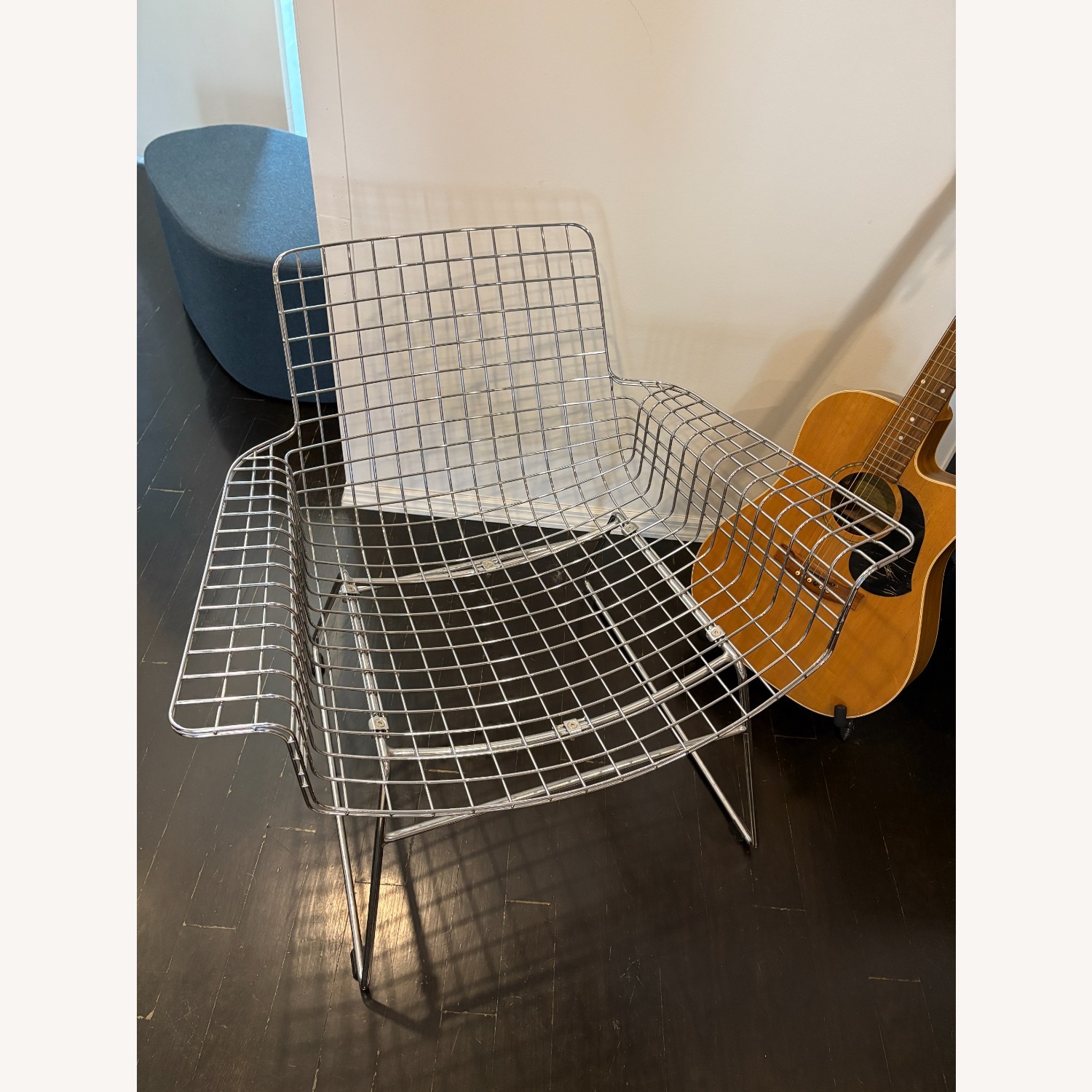 Set of Metal chrome wire lounge chairs  - image-1