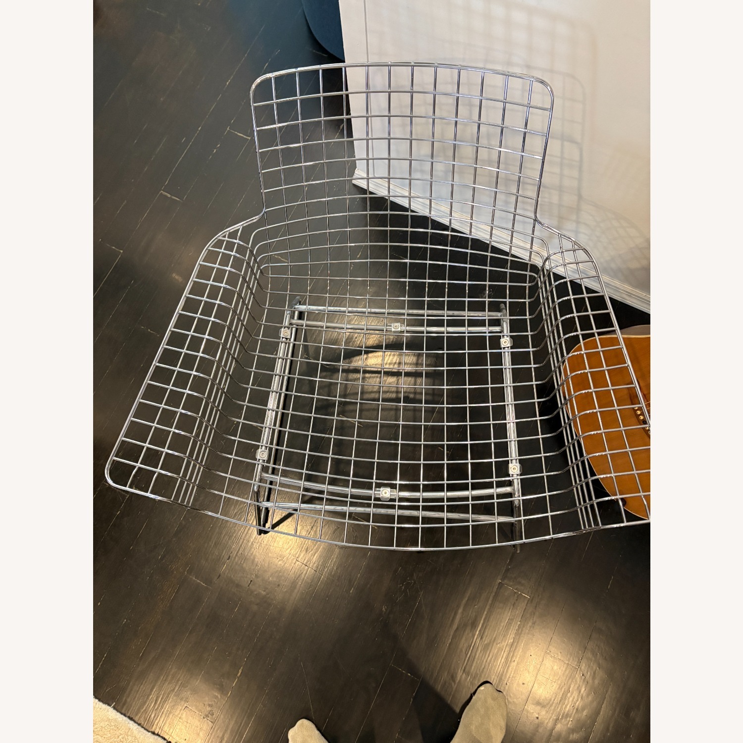 Set of Metal chrome wire lounge chairs  - image-2