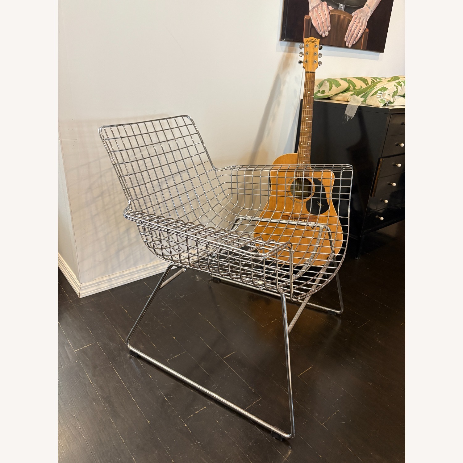 Set of Metal chrome wire lounge chairs  - image-3