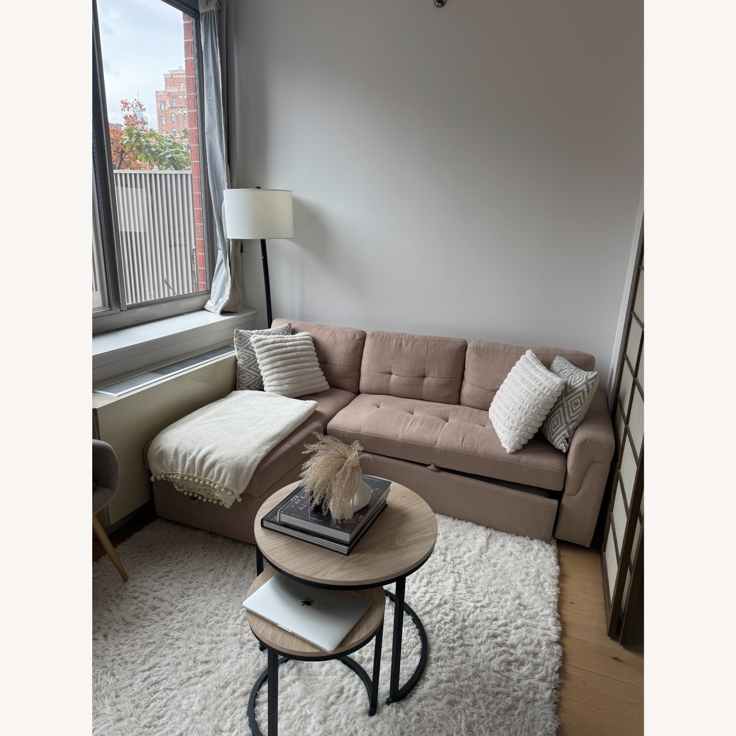 L-shaped Sleeper Sofa in Beige - image-2