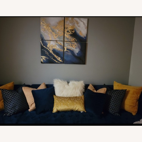Used Home Meridian Blue Velvet 3+ Piece Sectional for sale on AptDeco