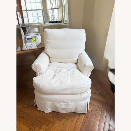 Used Vintage/Antique Finds White Fabric Armchair for sale on AptDeco